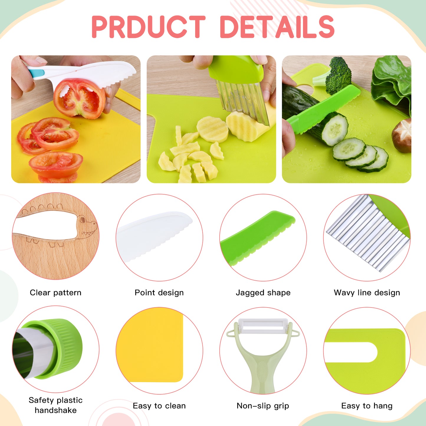 13-Piece Montessori Kids Cooking Set – Safe Toddler Knives & Cutting Board for Real Cooking