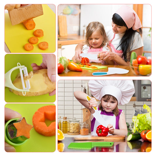 13-Piece Montessori Kids Cooking Set – Safe Toddler Knives & Cutting Board for Real Cooking