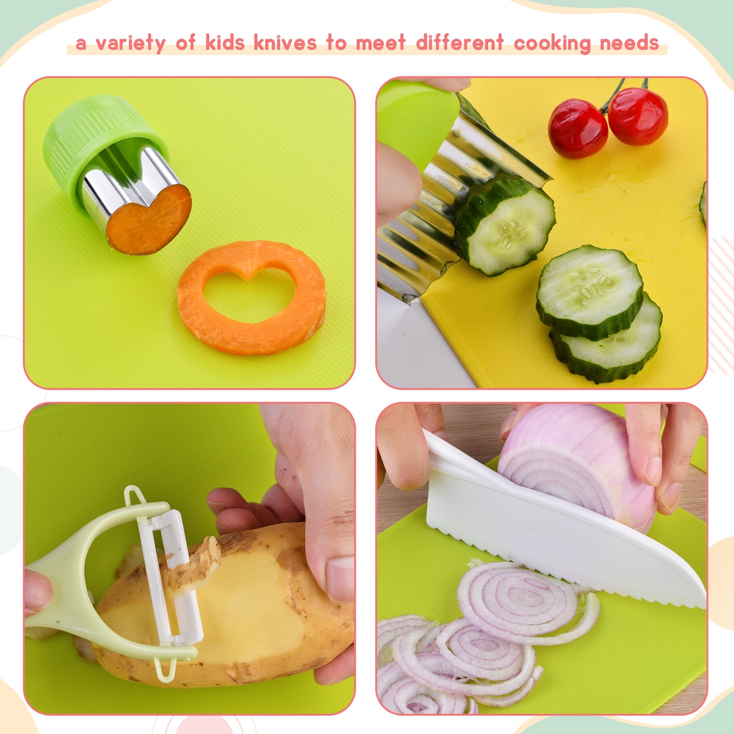 13-Piece Montessori Kids Cooking Set – Safe Toddler Knives & Cutting Board for Real Cooking