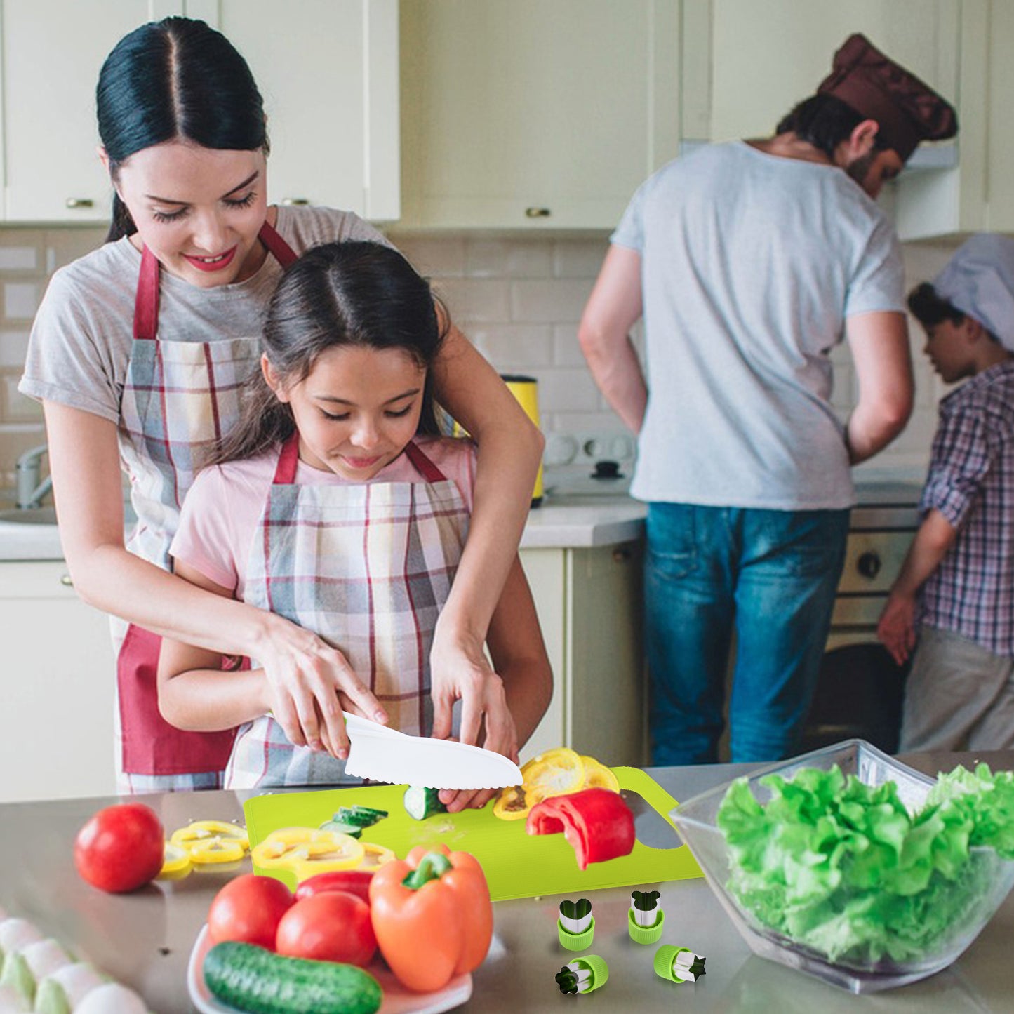 Yeeammk 11-Piece Montessori Kids Cooking Set – Safe Plastic Knives, Crinkle Cutter & Cutting Board