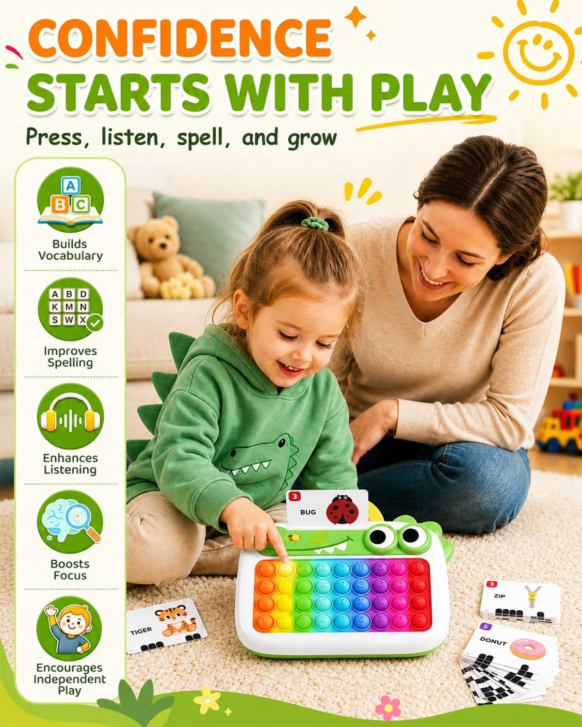 Yeeammk POP&Spelling ABC Numbers Letter Toddler Learning Toys