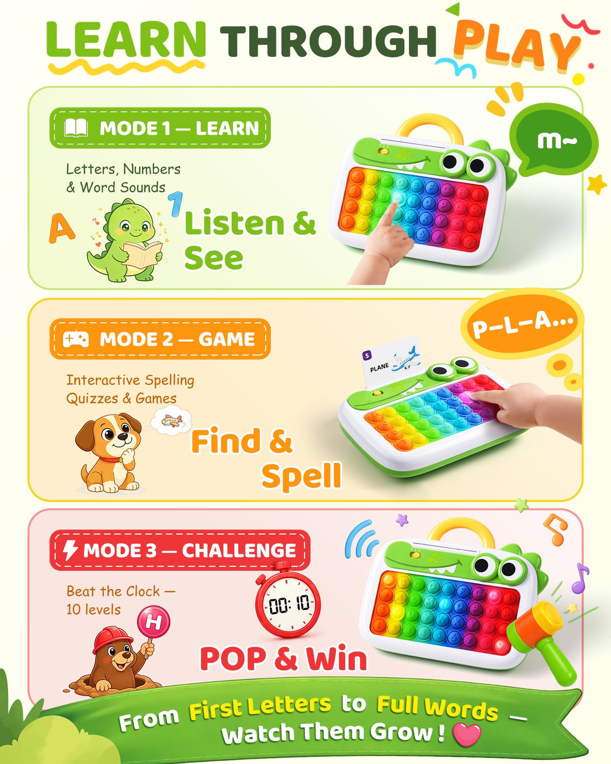 Yeeammk POP&Spelling ABC Numbers Letter Toddler Learning Toys