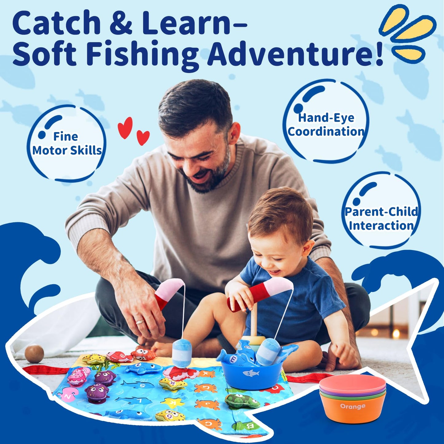 Montessori Sea Animal Sorting & Counting Set | 15-Piece Fine Motor Skills Toy for Toddlers Ages 1-3