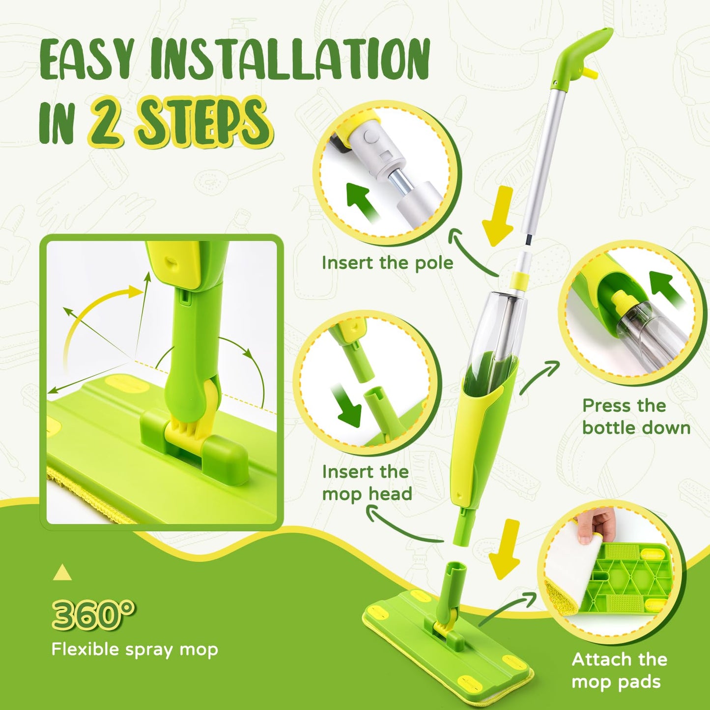 Toddler Spray Mop-Montessori Toys Mini Size Cleaning Mini Mop That Really Spray -Kid Pretend Play Toys Gift for Toddlers Girls Boys