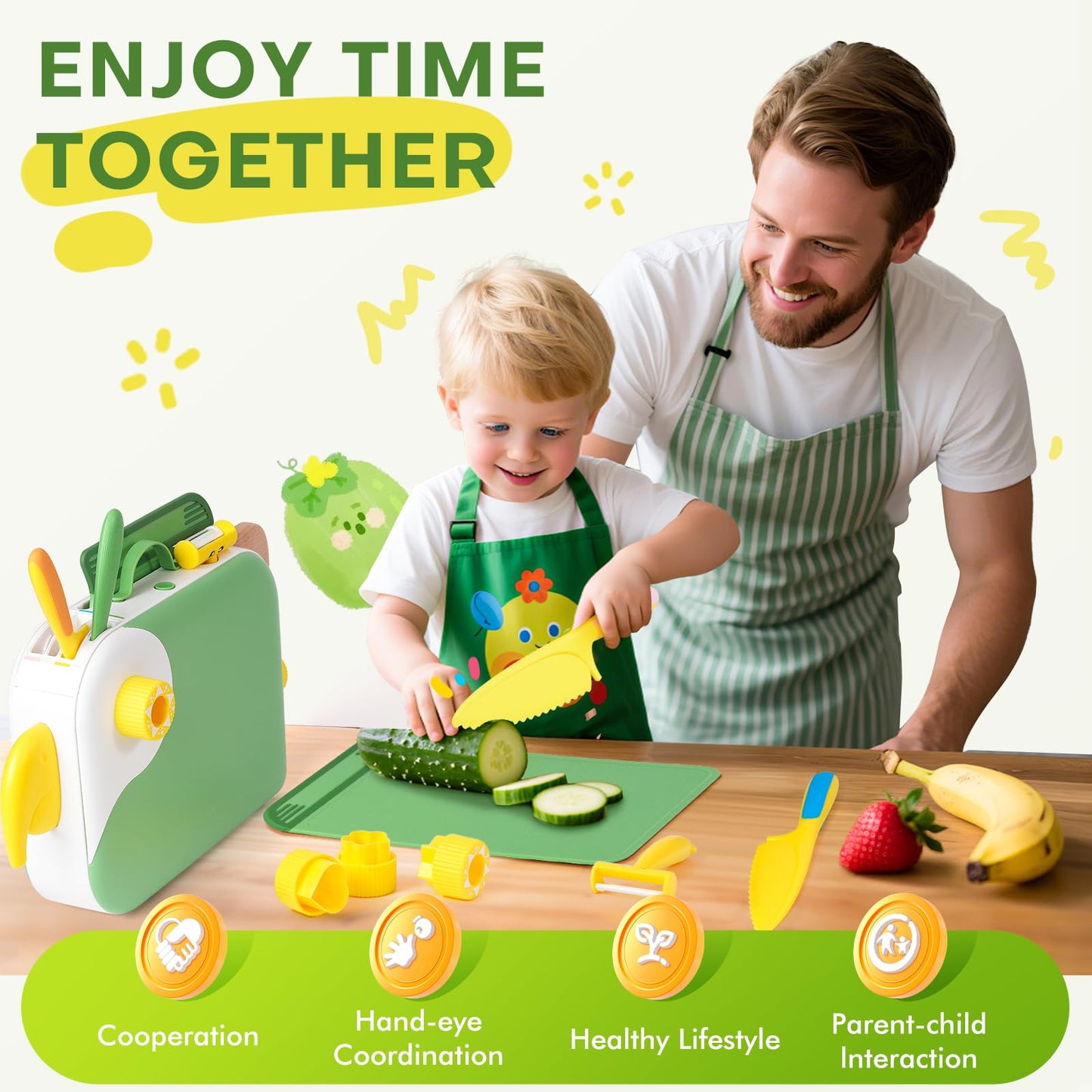 Toddler Cooking Set with Bird-Shaped Storage Box | 15-Piece Safe Montessori Kitchen Tools for Kids