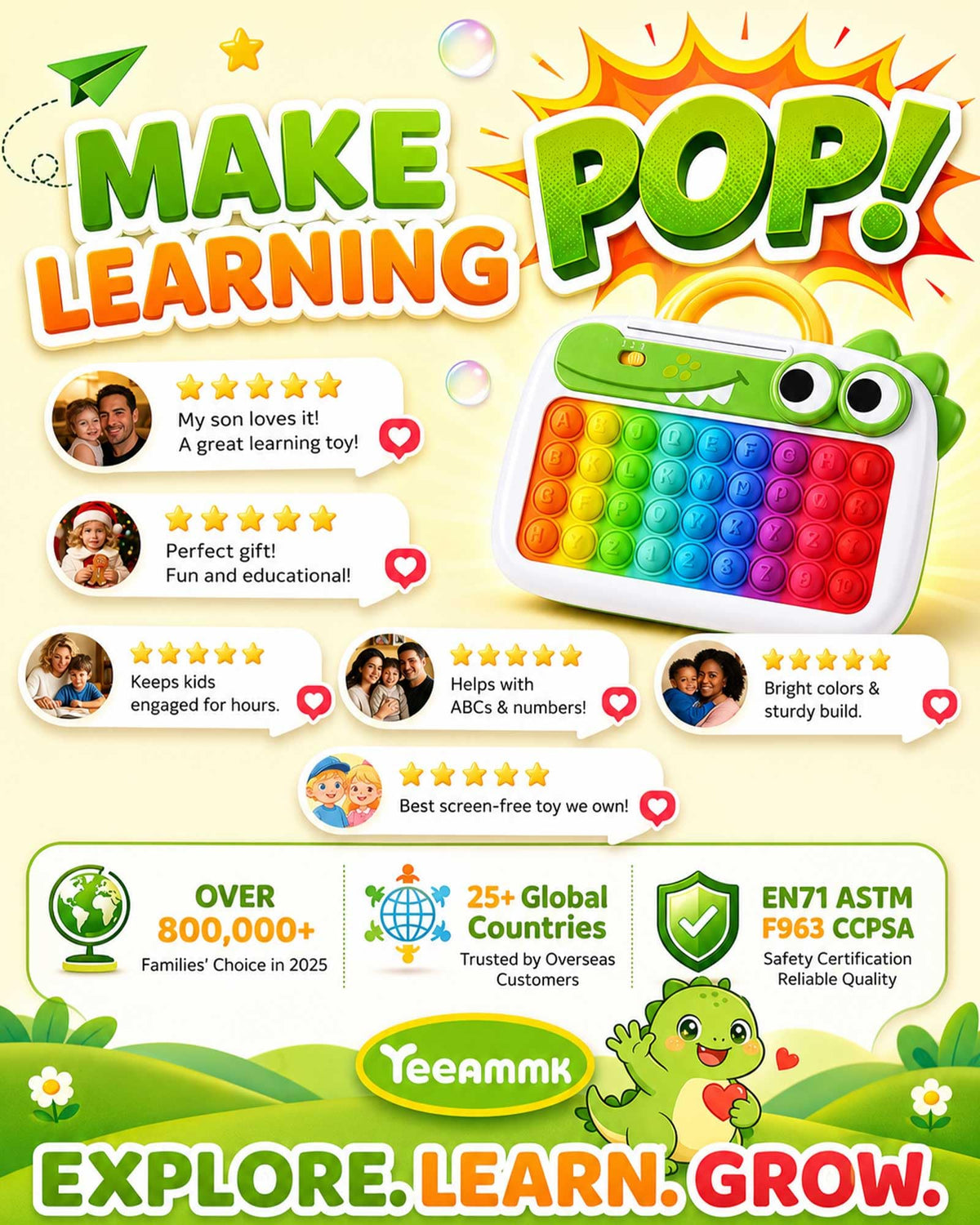 Yeeammk POP&Spelling ABC Numbers Letter Toddler Learning Toys