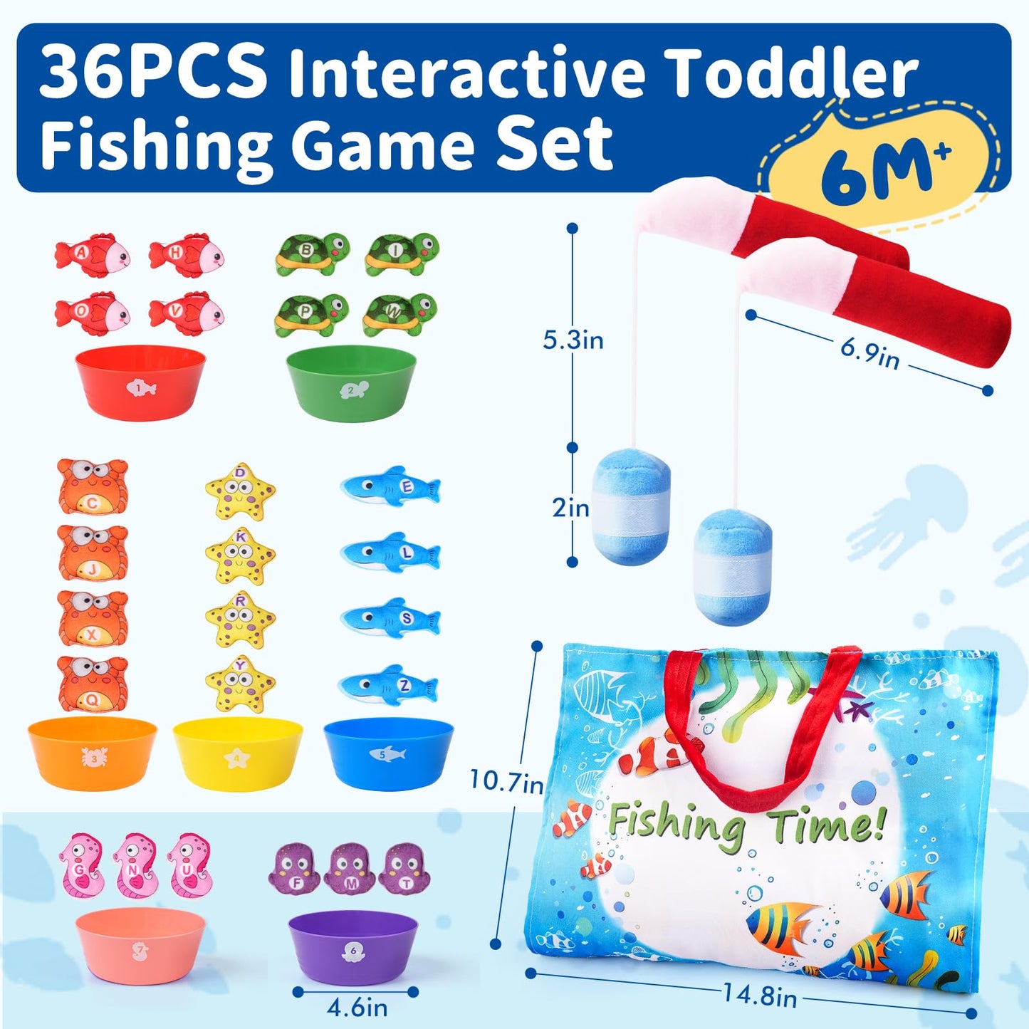 Montessori Sea Animal Sorting & Counting Set | 15-Piece Fine Motor Skills Toy for Toddlers Ages 1-3